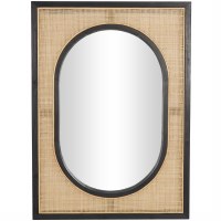 41" x 30" Black and Natural Oval in Rectangle Mirror