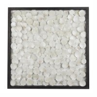 40" Sq White Capiz Shells in a Black Frame Wall Plaque