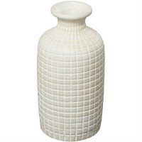 16" Distressed White Ceramic Grid Vase