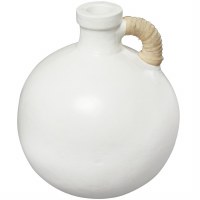 11" Round White Vase With a Wrap Handle
