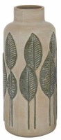 14" Green Leaves Ceramic Vase