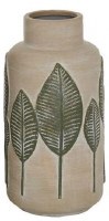 11" Green Leaves Ceramic Vase