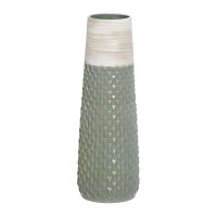 24" Green Geometric Ceramic Vase