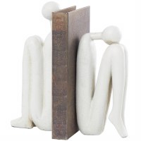 8" Distressed White Polyresin Couple Bookends