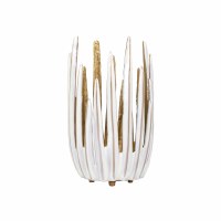 12" White and Gold Metal Fingers Vase
