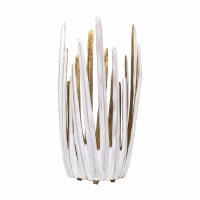 16" White and Gold Metal Fingers Vase