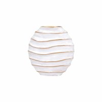 10" White and Gold Wavy Metal Vase