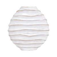 14" White and Gold Wavy Metal Vase