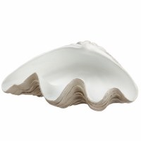 9" Faux Distressed White Polyresin Clam Shell