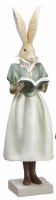 18" Green and Distressed White Polyresin Girl Bunny Statue