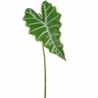 36" Faux Green and White Alocasia Leaf Spray