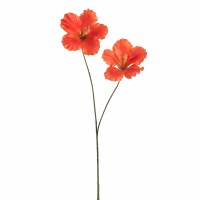 33" Faux Orange Double Hibiscus Spray