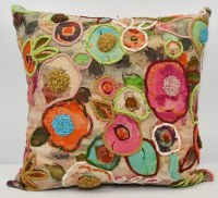 18" Square Multicolor Floral Pattern Decorative Pillow