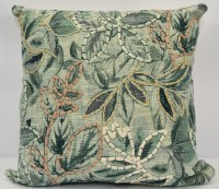 18" Square Blue Floral Pattern Decorative Pillow