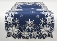 36" Blue With Silver Snowflakes Table Runner