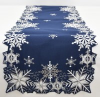 72" Blue With Silver Snowflakes Table Runner