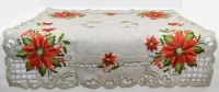 36" Sq Silver and Red Pointsettia Table Runner