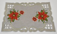 12" x 18" Silver and Red Pointsettia Placemat