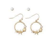 Set of Two Gold Toned Sea Life Earrings