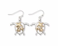 Silver and Gold Toned Sea Turtle Earrings