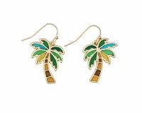 Gold Toned and Multicolor Palm Tree Earrings