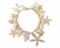 Gold Toned Sea Life Charm Bracelet
