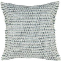 24" Sq Blue and Green Woven Decorative Pillow