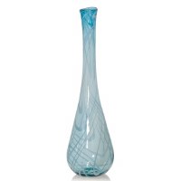 29" Aqua and White Glass Vase
