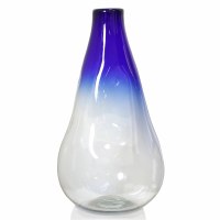 23" Dark Blue and Clear Glass Vase