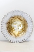 24" Round White and Gold Glass Ruffle Platter