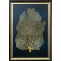 40" x 28" Gold Sea Fan on Navy 1 Coastal Framed Print