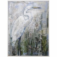 41" x 30" Solitude Egret 1 Coastal Canvas Framed