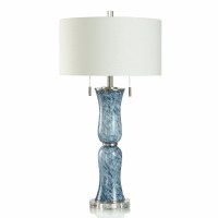 33" Blue and White Hour Glass Table Lamp