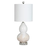 31" White and Beige Ceramic Textured Table Lamp