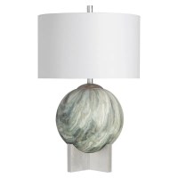 29" Green Swirl Ceramic Orb Table Lamp