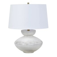 24" Distressed White Polyresin Table Lamp