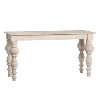 60" White Wash Chunky Leg Console Table