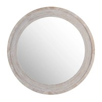 38" White Wash Beaded Mirror