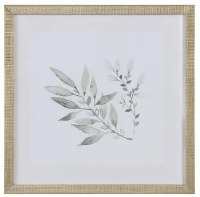 16" Sq Sage Small Leaves Framed Print Under Glass