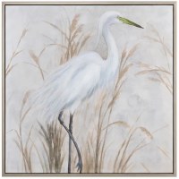37" Sq Yellow Bill Egret Coastal Framed Canvas
