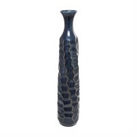 48" Dark Blue and Gold Cermaic Vase