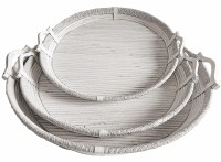 27" Round White Low Tray