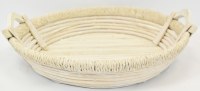 17" Round White Low Basket With Handles
