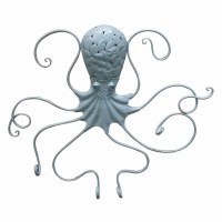 40" Light Blue Octopus Coastal Metal Wall Art Plaque