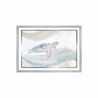 30" x 42" Blue and Beige Turtles 2 Coastal Gel Framed Print