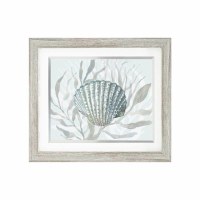 23" x 29" Blue and Gray Scallop Shell Coastal Gel Textured Print in a Graywash Frame