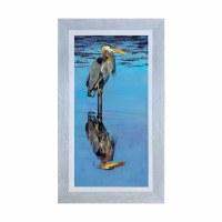 28" x 16" Blue Heron Reflection Coastal Gel Framed Print