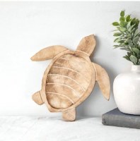 10" Light Brown Wood Sea Turtle Tray