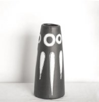 13" Black and White Circles Ceramic Vase