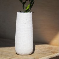 14" White Ceramic Vase